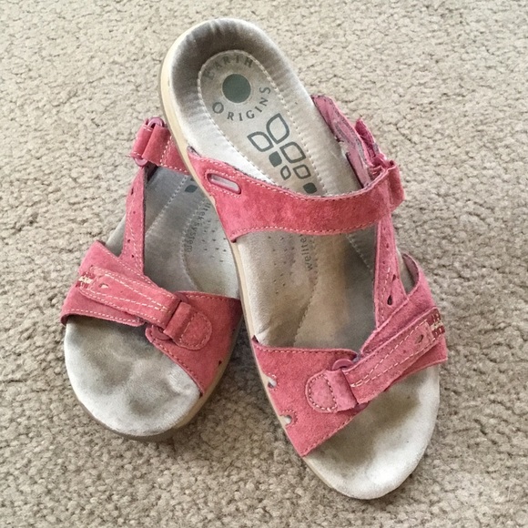 Earth Origins Shoes - Earth Origins Pink/Red Suede Women's Sandals